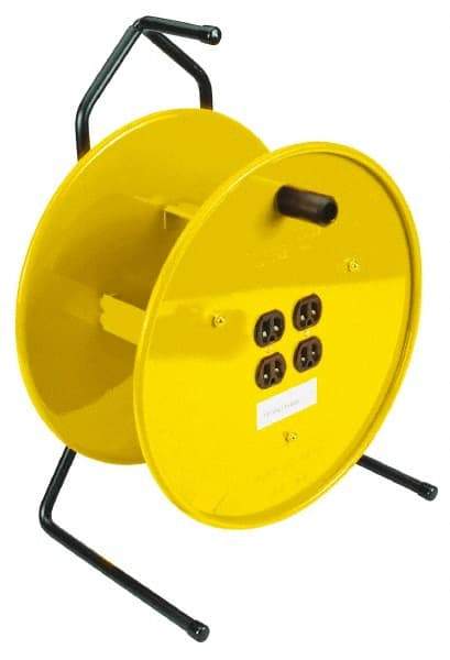 Conductix - 16 AWG, 25' Cable Length, Cord & Cable Reel with Outlet End - 4 Outlets, NEMA 5-15R, 15 Amps, Yellow Reel - Exact Tool & Supply