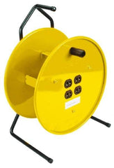 Conductix - 16 AWG, 25' Cable Length, Cord & Cable Reel with Outlet End - 4 Outlets, NEMA 5-15R, 15 Amps, Yellow Reel - Exact Tool & Supply