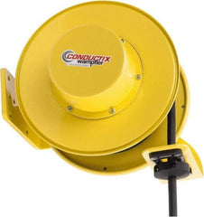 Conductix - 12 AWG, 40' Cable Length, Cord & Cable Reel with Bare End - 3 Outlets, NEMA 5-20R, 20 Amps, SEOW-A Cable, Yellow Reel, Spring Driven Reel - Exact Tool & Supply
