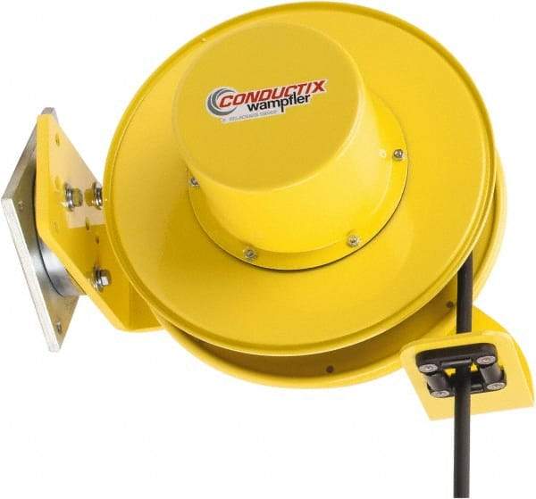 Conductix - 14 AWG, 40' Cable Length, Cord & Cable Reel with Cable End - 3 Outlets, SO Cable, White Reel - Exact Tool & Supply