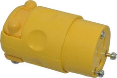 Leviton - 125 VAC, 15 Amp, 5-15R NEMA, Straight, Self Grounding, Residential Grade Connector - 2 Pole, 3 Wire, 1 Phase, PVC, Yellow - Exact Tool & Supply