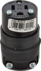 Leviton - 125 VAC, 15 Amp, 5-15R NEMA, Straight, Self Grounding, Residential Grade Connector - 2 Pole, 3 Wire, 1 Phase, Rubber, Black - Exact Tool & Supply