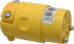 Leviton - 125 VAC, 20 Amp, 5-20R NEMA, Straight, Self Grounding, Commercial Grade Connector - 2 Pole, 3 Wire, 1 Phase, PVC, Yellow - Exact Tool & Supply