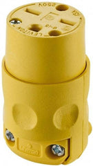 Leviton - 250 VAC, 15 Amp, 6-15R NEMA, Straight, Self Grounding, Commercial Grade Connector - 2 Pole, 3 Wire, 3 Phase, PVC, Yellow - Exact Tool & Supply