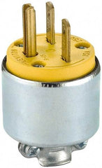 Leviton - 250 VAC, 15 Amp, 6-15P NEMA, Straight, Self Grounding, Residential Grade Plug - 2 Pole, 3 Wire, 3 Phase, PVC, Steel, Yellow - Exact Tool & Supply