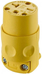 Leviton - 250 VAC, 20 Amp, 6-20R NEMA, Straight, Self Grounding, Commercial Grade Connector - 2 Pole, 3 Wire, 3 Phase, PVC, Yellow - Exact Tool & Supply