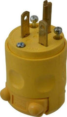 Leviton - 250 VAC, 20 Amp, 6-20P NEMA, Angled, Self Grounding, Commercial Grade Plug - 2 Pole, 3 Wire, 3 Phase, PVC, Yellow - Exact Tool & Supply