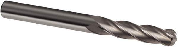 Guhring - 3/4" Diam, 3" LOC, 4 Flute Solid Carbide Ball End Mill - Uncoated, Single End, 6" OAL, 3/4" Shank Diam, Spiral Flute - Exact Tool & Supply