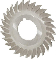Made in USA - 2-1/2" Blade Diam x 1/16" Blade Thickness, 7/8" Hole, 28 Teeth, High Speed Steel Side Chip Saw - Straight Tooth, Arbor Connection, Right Hand Cut, Uncoated, with Keyway - Exact Tool & Supply