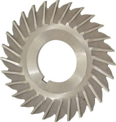 Made in USA - 2-1/2" Blade Diam x 3/32" Blade Thickness, 7/8" Hole, 28 Teeth, High Speed Steel Side Chip Saw - Straight Tooth, Arbor Connection, Right Hand Cut, Uncoated, with Keyway - Exact Tool & Supply