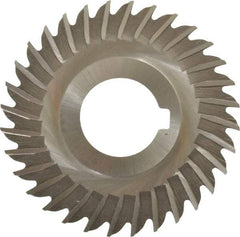 Made in USA - 3" Blade Diam x 1/16" Blade Thickness, 1" Hole, 32 Teeth, High Speed Steel Side Chip Saw - Straight Tooth, Arbor Connection, Right Hand Cut, Uncoated, with Keyway - Exact Tool & Supply