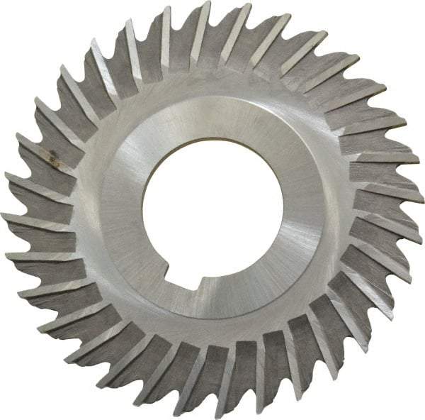 Made in USA - 3" Blade Diam x 3/32" Blade Thickness, 1" Hole, 32 Teeth, High Speed Steel Side Chip Saw - Straight Tooth, Arbor Connection, Right Hand Cut, Uncoated, with Keyway - Exact Tool & Supply