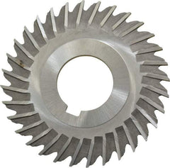 Made in USA - 3" Blade Diam x 3/32" Blade Thickness, 1" Hole, 32 Teeth, High Speed Steel Side Chip Saw - Straight Tooth, Arbor Connection, Right Hand Cut, Uncoated, with Keyway - Exact Tool & Supply