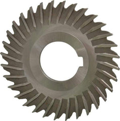 Made in USA - 3" Blade Diam x 7/64" Blade Thickness, 1" Hole, 32 Teeth, High Speed Steel Side Chip Saw - Straight Tooth, Arbor Connection, Right Hand Cut, Uncoated, with Keyway - Exact Tool & Supply