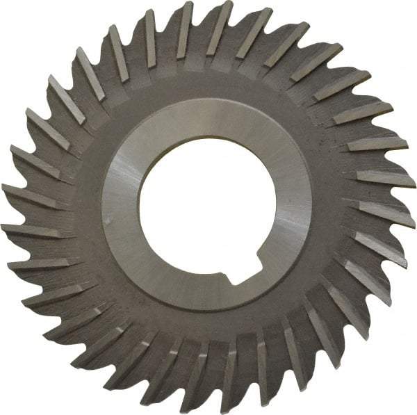 Made in USA - 3" Blade Diam x 1/8" Blade Thickness, 1" Hole, 32 Teeth, High Speed Steel Side Chip Saw - Straight Tooth, Arbor Connection, Right Hand Cut, Uncoated, with Keyway - Exact Tool & Supply