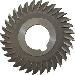 Made in USA - 3" Blade Diam x 1/8" Blade Thickness, 1" Hole, 32 Teeth, High Speed Steel Side Chip Saw - Straight Tooth, Arbor Connection, Right Hand Cut, Uncoated, with Keyway - Exact Tool & Supply