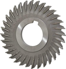 Made in USA - 3" Blade Diam x 9/64" Blade Thickness, 1" Hole, 32 Teeth, High Speed Steel Side Chip Saw - Straight Tooth, Arbor Connection, Right Hand Cut, Uncoated, with Keyway - Exact Tool & Supply