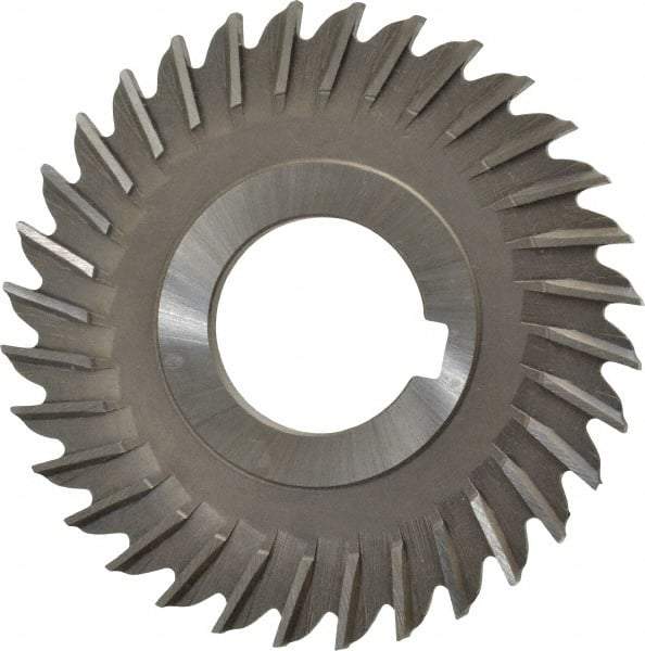 Made in USA - 3" Blade Diam x 5/32" Blade Thickness, 1" Hole, 32 Teeth, High Speed Steel Side Chip Saw - Straight Tooth, Arbor Connection, Right Hand Cut, Uncoated, with Keyway - Exact Tool & Supply