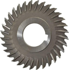 Made in USA - 3" Blade Diam x 5/32" Blade Thickness, 1" Hole, 32 Teeth, High Speed Steel Side Chip Saw - Straight Tooth, Arbor Connection, Right Hand Cut, Uncoated, with Keyway - Exact Tool & Supply
