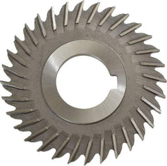 Made in USA - 3" Blade Diam x 11/64" Blade Thickness, 1" Hole, 32 Teeth, High Speed Steel Side Chip Saw - Straight Tooth, Arbor Connection, Right Hand Cut, Uncoated, with Keyway - Exact Tool & Supply
