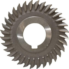 Made in USA - 3" Blade Diam x 7/32" Blade Thickness, 1" Hole, 32 Teeth, High Speed Steel Side Chip Saw - Straight Tooth, Arbor Connection, Right Hand Cut, Uncoated, with Keyway - Exact Tool & Supply