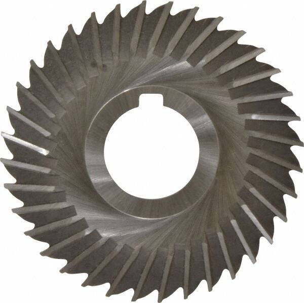 Made in USA - 4" Blade Diam x 7/64" Blade Thickness, 1-1/4" Hole, 36 Teeth, High Speed Steel Side Chip Saw - Straight Tooth, Arbor Connection, Right Hand Cut, Uncoated, with Keyway - Exact Tool & Supply