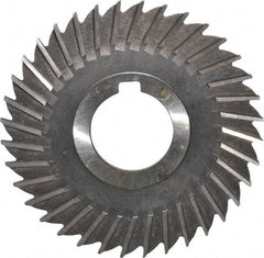 Made in USA - 4" Blade Diam x 9/64" Blade Thickness, 1-1/4" Hole, 36 Teeth, High Speed Steel Side Chip Saw - Straight Tooth, Arbor Connection, Right Hand Cut, Uncoated, with Keyway - Exact Tool & Supply