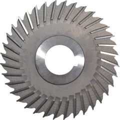 Made in USA - 4" Blade Diam x 1/8" Blade Thickness, 1" Hole, 36 Teeth, High Speed Steel Side Chip Saw - Straight Tooth, Arbor Connection, Right Hand Cut, Uncoated, with Keyway - Exact Tool & Supply