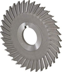 Made in USA - 4" Blade Diam x 5/32" Blade Thickness, 1" Hole, 36 Teeth, High Speed Steel Side Chip Saw - Straight Tooth, Arbor Connection, Right Hand Cut, Uncoated, with Keyway - Exact Tool & Supply