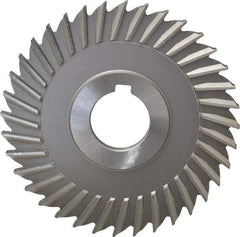 Made in USA - 4" Blade Diam x 1/4" Blade Thickness, 1" Hole, 36 Teeth, High Speed Steel Side Chip Saw - Straight Tooth, Arbor Connection, Right Hand Cut, Uncoated, with Keyway - Exact Tool & Supply