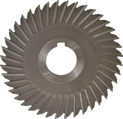 Made in USA - 5" Blade Diam x 1/8" Blade Thickness, 1-1/4" Hole, 40 Teeth, High Speed Steel Side Chip Saw - Straight Tooth, Arbor Connection, Right Hand Cut, Uncoated, with Keyway - Exact Tool & Supply