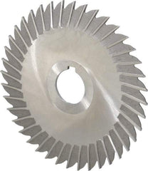 Made in USA - 5" Blade Diam x 3/32" Blade Thickness, 1" Hole, 40 Teeth, High Speed Steel Side Chip Saw - Straight Tooth, Arbor Connection, Right Hand Cut, Uncoated, with Keyway - Exact Tool & Supply