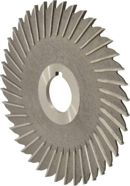 Made in USA - 5" Blade Diam x 1/8" Blade Thickness, 1" Hole, 40 Teeth, High Speed Steel Side Chip Saw - Straight Tooth, Arbor Connection, Right Hand Cut, Uncoated, with Keyway - Exact Tool & Supply