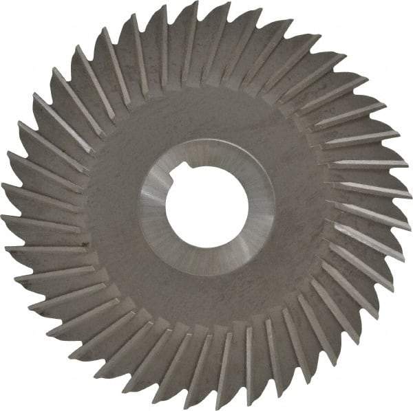 Made in USA - 5" Blade Diam x 5/32" Blade Thickness, 1" Hole, 40 Teeth, High Speed Steel Side Chip Saw - Straight Tooth, Arbor Connection, Right Hand Cut, Uncoated, with Keyway - Exact Tool & Supply
