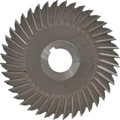 Made in USA - 5" Blade Diam x 5/32" Blade Thickness, 1" Hole, 40 Teeth, High Speed Steel Side Chip Saw - Straight Tooth, Arbor Connection, Right Hand Cut, Uncoated, with Keyway - Exact Tool & Supply
