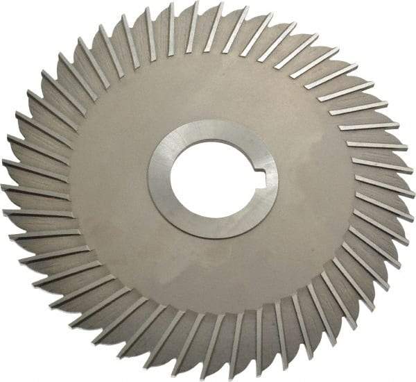 Made in USA - 6" Blade Diam x 1/8" Blade Thickness, 1-1/4" Hole, 48 Teeth, High Speed Steel Side Chip Saw - Straight Tooth, Arbor Connection, Right Hand Cut, Uncoated, with Keyway - Exact Tool & Supply