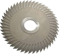 Made in USA - 6" Blade Diam x 1/8" Blade Thickness, 1-1/4" Hole, 48 Teeth, High Speed Steel Side Chip Saw - Straight Tooth, Arbor Connection, Right Hand Cut, Uncoated, with Keyway - Exact Tool & Supply