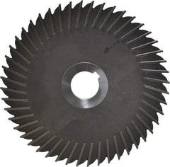 Made in USA - 6" Blade Diam x 1/8" Blade Thickness, 1" Hole, 48 Teeth, High Speed Steel Side Chip Saw - Straight Tooth, Arbor Connection, Right Hand Cut, Uncoated, with Keyway - Exact Tool & Supply