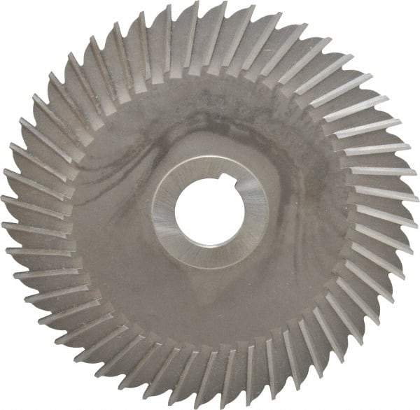 Made in USA - 6" Blade Diam x 5/32" Blade Thickness, 1" Hole, 48 Teeth, High Speed Steel Side Chip Saw - Straight Tooth, Arbor Connection, Right Hand Cut, Uncoated, with Keyway - Exact Tool & Supply