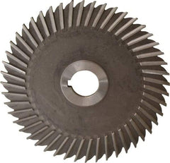 Made in USA - 6" Blade Diam x 3/16" Blade Thickness, 1" Hole, 48 Teeth, High Speed Steel Side Chip Saw - Straight Tooth, Arbor Connection, Right Hand Cut, Uncoated, with Keyway - Exact Tool & Supply