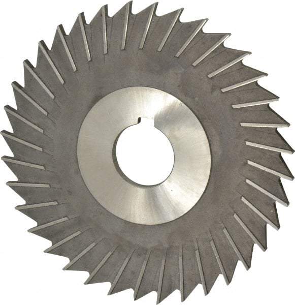 Made in USA - 6" Blade Diam x 3/16" Blade Thickness, 1-1/4" Hole, 48 Teeth, High Speed Steel Side Chip Saw - Straight Tooth, Arbor Connection, Right Hand Cut, Uncoated, with Keyway - Exact Tool & Supply