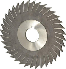 Made in USA - 6" Blade Diam x 3/16" Blade Thickness, 1-1/4" Hole, 48 Teeth, High Speed Steel Side Chip Saw - Straight Tooth, Arbor Connection, Right Hand Cut, Uncoated, with Keyway - Exact Tool & Supply
