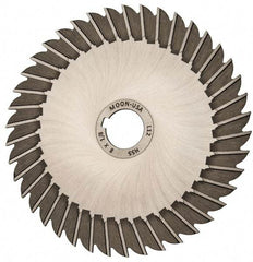 Made in USA - 8" Blade Diam x 1/8" Blade Thickness, 1-1/4" Hole, 42 Teeth, High Speed Steel Side Chip Saw - Straight Tooth, Arbor Connection, Right Hand Cut, Uncoated, with Keyway - Exact Tool & Supply