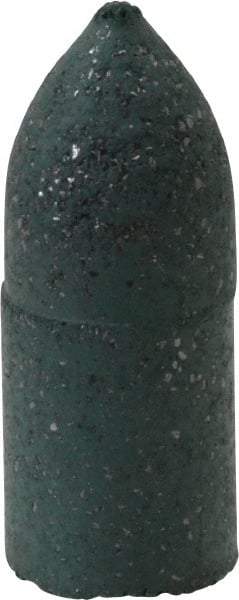 Made in USA - 3/8" Max Diam x 1" Long, Cone, Rubberized Point - Coarse Grade, Silicon Carbide, 1/8" Arbor Hole, Unmounted - Exact Tool & Supply