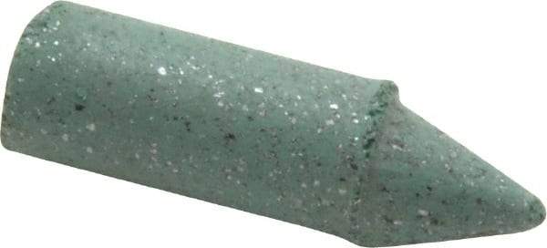 Made in USA - 9/32" Max Diam x 1" Long, Cone, Rubberized Point - Coarse Grade, Silicon Carbide, 1/16" Arbor Hole, Unmounted - Exact Tool & Supply