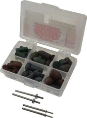 Made in USA - 102 Piece Rubberized Abrasive Point Set - Includes 4 Mandrels & 64 Points - Exact Tool & Supply