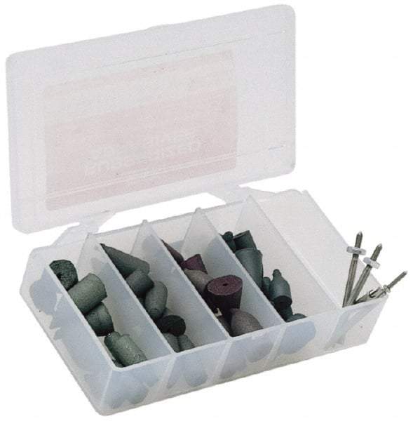 Made in USA - 102 Piece Rubberized Abrasive Point Set - Includes 1/8 Inch Diameter Shank - Exact Tool & Supply