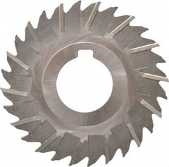 Made in USA - 3" Blade Diam x 1/16" Blade Thickness, 1" Hole, 28 Teeth, High Speed Steel Side Chip Saw - Staggered Tooth, Arbor Connection, Right Hand Cut, Uncoated, with Keyway - Exact Tool & Supply