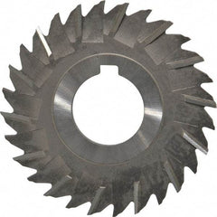 Made in USA - 3" Blade Diam x 1/8" Blade Thickness, 1" Hole, 28 Teeth, High Speed Steel Side Chip Saw - Staggered Tooth, Arbor Connection, Right Hand Cut, Uncoated, with Keyway - Exact Tool & Supply