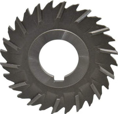 Made in USA - 3" Blade Diam x 9/64" Blade Thickness, 1" Hole, 28 Teeth, High Speed Steel Side Chip Saw - Staggered Tooth, Arbor Connection, Right Hand Cut, Uncoated, with Keyway - Exact Tool & Supply